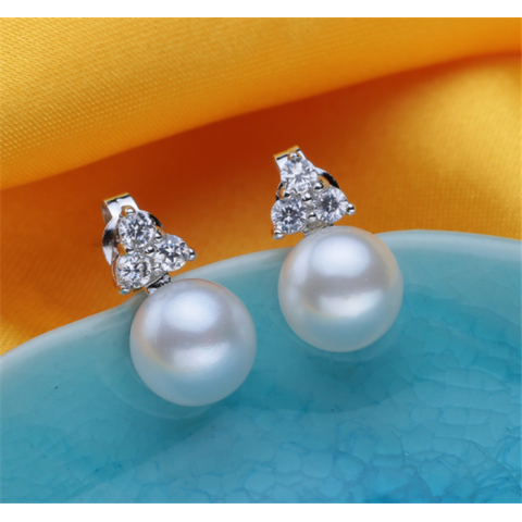 Silver freshwater cultured real pearl earrings 925